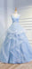 Elegant V-neck Sky Blue A-line Long Prom Dress,Evening Dress,PD37808