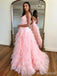 Elegant V-neck Spaghetti Strap A-line Long Prom Dress,PD37871