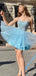 Elegant Spaghetti Strap Sequins A-line Short Mini Homecoming Dress, HD3124