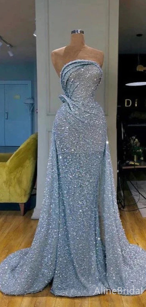 Sparkly Strapless Mermaid Long Prom Dress,PD37898