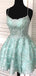 Gorgeous Spaghetti Strap Lace A-line Short Mini Homecoming Dress, HD32688