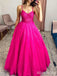 Elegant V-neck Spaghetti Strap A-line Long Prom Dress,PD37905