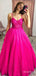 Elegant V-neck Spaghetti Strap A-line Long Prom Dress,PD37905