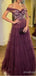 Sexy V-neck Off-Shoulder Lace A-line Long Prom Dress,PD37907