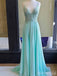 Elagant V-neck Spaghetti Strap Lace A-line Long Prom Dress,PD37913