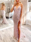 Elegant V-neck Spaghetti Strap appliques Mermaid Long Prom Dress,PD37917