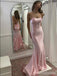 Elegant Pink Spaghetti Strap Mermaid Long Prom Dress,PD37923