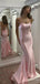 Elegant Pink Spaghetti Strap Mermaid Long Prom Dress,PD37923