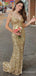 Sparkly Sequins V-neck Spaghetti Strap Mermaid Long Prom Dress,PD37925