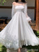 Elegant White Long Sleeves A-line Long Prom Dress,PD37947