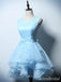 Sky Blue Elegant Appliques A-line Short Homecoming Dress, HD32727