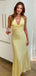 Elegant V-neck Yellow Halter Mermaid Long Prom Dress,PD382053