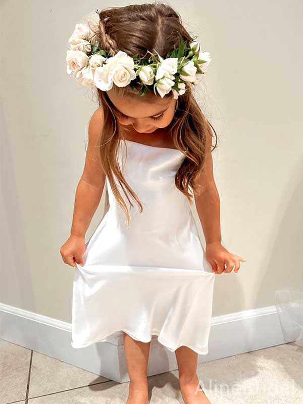 Elegant Spaghetti Strap A-line Long Flower Girl Dresses, FGS159