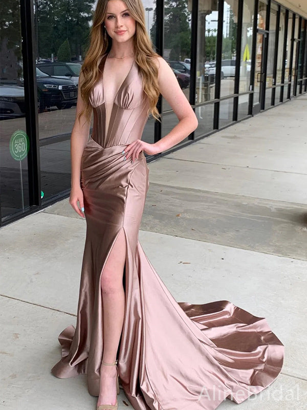 Sexy Deep V-neck Backless Mermaid Long Prom Dress,PD37980