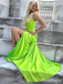 Simple V-neck Spaghetti Strap Split Side Mermaid Long Prom Dress,PD37986