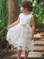 Elegant White Lace A-line Long Flower Girl Dresses, FGS160