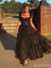 Elegant Black Sweatheart A-line Long Prom Dress,PD38003