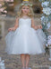 Elegant White Lace A-line Long Flower Girl Dresses, FGS161