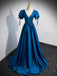 Elegant V-neck Short Sleeves A-line Floor length Prom Dress, PD3704