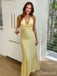 Elegant V-neck Yellow Halter Mermaid Long Prom Dress,PD382053