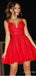 Sexy V-neck Spaghetti Strap A-line Short Homecoming Dress, HD327987