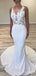 Gorgeous V-neck Lace Mermaid Long Wedding Dresses,WD3088