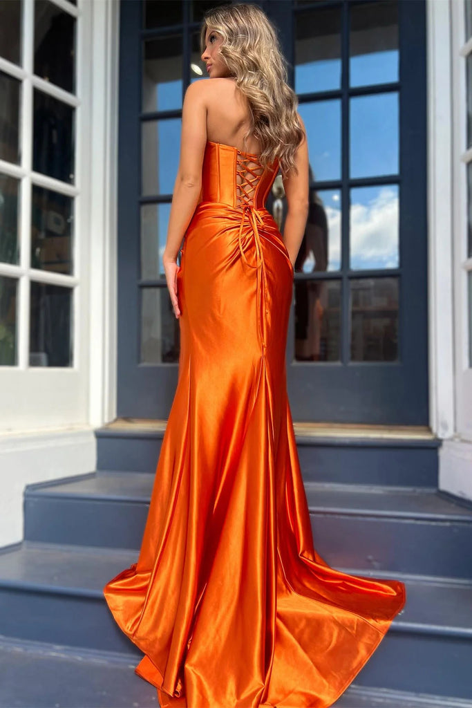 Sexy Strapless Sleeveless Side Slit Mermaid Floor Length Prom Dress, PD3645