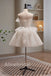 Shiny Bow knot Sleeveless A-line Short Mini Homecoming Dress, HD3093