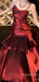 Elegant  Burgundy Spaghetti Straps Ruffles Maxi Prom Dress, Formal Dress, PD382286