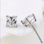 Platinum Plated Sterling Silver Cushion Cut Cubic Zirconia Stud Earrings