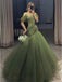 Elegant Off Shoulder Sleeveless A-line Floor Length Prom Dress, PD3665