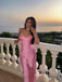 Elegant Bateau Bustier Pink Soft Satin Mermaid Prom Dress, Party Dress, PD382281