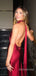 Elegant Halter Backless Burgundy Soft Satin Maxi Long Prom Dress, Evening Dress, PD382278