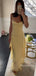 Chiffon Sweetheart Spaghetti Straps Yellow Ruffle Tiered Prom Dress, Party Dress, PD382283