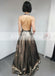 Sparkly Brown Halter Backless Deep V-neck A-line Popular Fashion Prom Dresses,PD00079