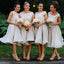 Morden Cap Sleeve Lace Organza Knee-Length On Sale Short Affordable Bridesmaid Dresses Ball Gown, WG117