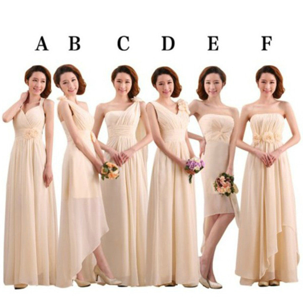 Mismatched Pretty Chiffon Long Different Styles Formal Cheap Maxi A Line Bridesmaid Dresses, WG118