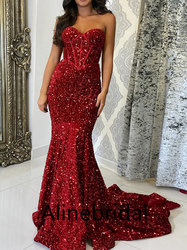 Sexy Sweetheart Sleeveless Mermaid Long Prom Dress, PD3544