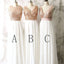 Mismatched Different Styles Sequin Top White Chiffon Sleeveless On Sale Long Bridesmaid Dresses For Wedding, WG17