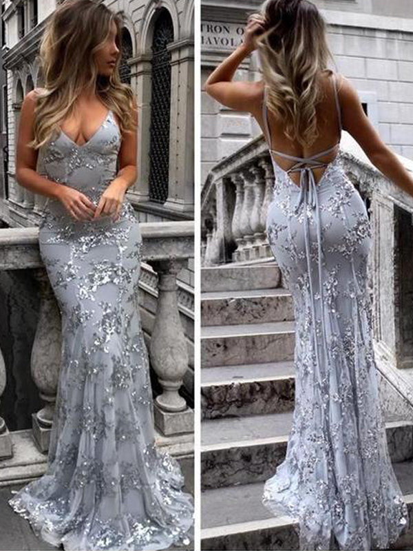 Lace Popular Fashion Mermaid Unique Prom Dresses, PD0313