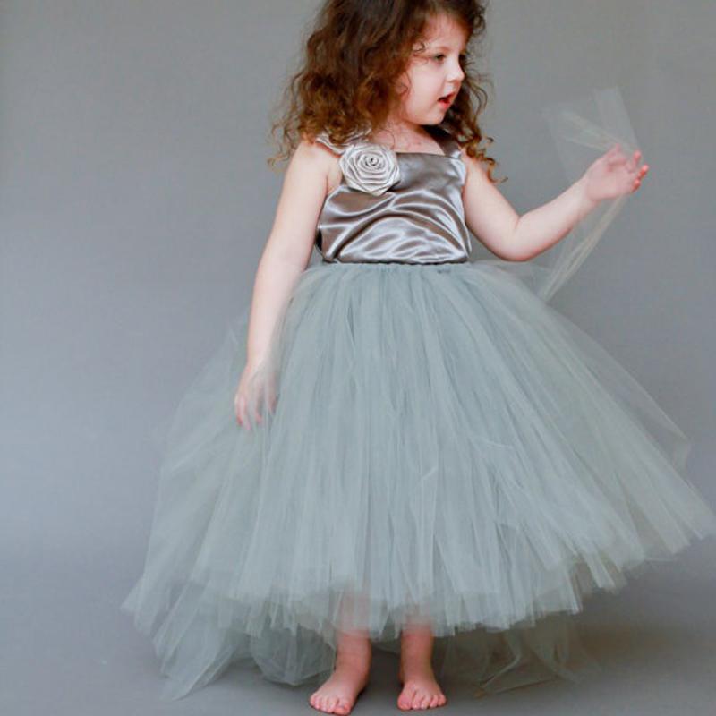 Satin Top Strap Tulle Flower Girl Dresses, Cute Little Girl Birthday Dresses, Free Custom Dresses,  FG038