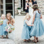 Blue Lace Top Tulle Flower Girl Dresses, Popular Cheap Junior Bridesmaid Dresses, FG045