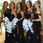 Mismatched Different Styles Off Shoulder Cheap Sexy Black Long Mermaid Bridesmaid Dresses, WG54