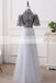 Elegant Halter Short Sleeve Grey Handmade Flower Top A-line  Prom Dresses,PD00073