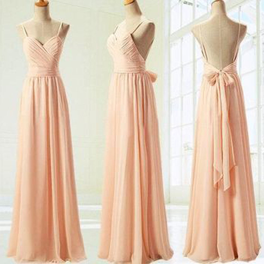 Popular Junior Pretty Chiffon Sweet Heart Backless Floor-Length Maxi Cheap Bridesmaid Dresses, WG67