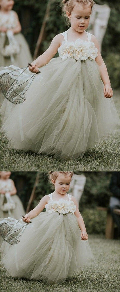 Strap Dusty Green Pixie Tutu Dresses, Cheap Popular Flower Girl Dresses, FG020