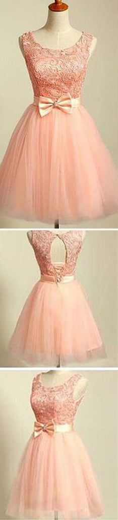 peach pink lace lovely for teens modest formal homecoming dress,BD0080