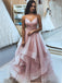 A-line Cheap Spaghetti Straps Pink Burgundy Simple Modern Long Prom Dresses PD1658