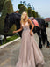 A-line Spaghettti Straps Beaded Evening Prom Dresses PD1022