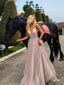 A-line Spaghettti Straps Beaded Evening Prom Dresses PD1022